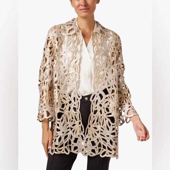 RANI ARABELLA Gold Lace Topper Jacket - Picture 3 of 15